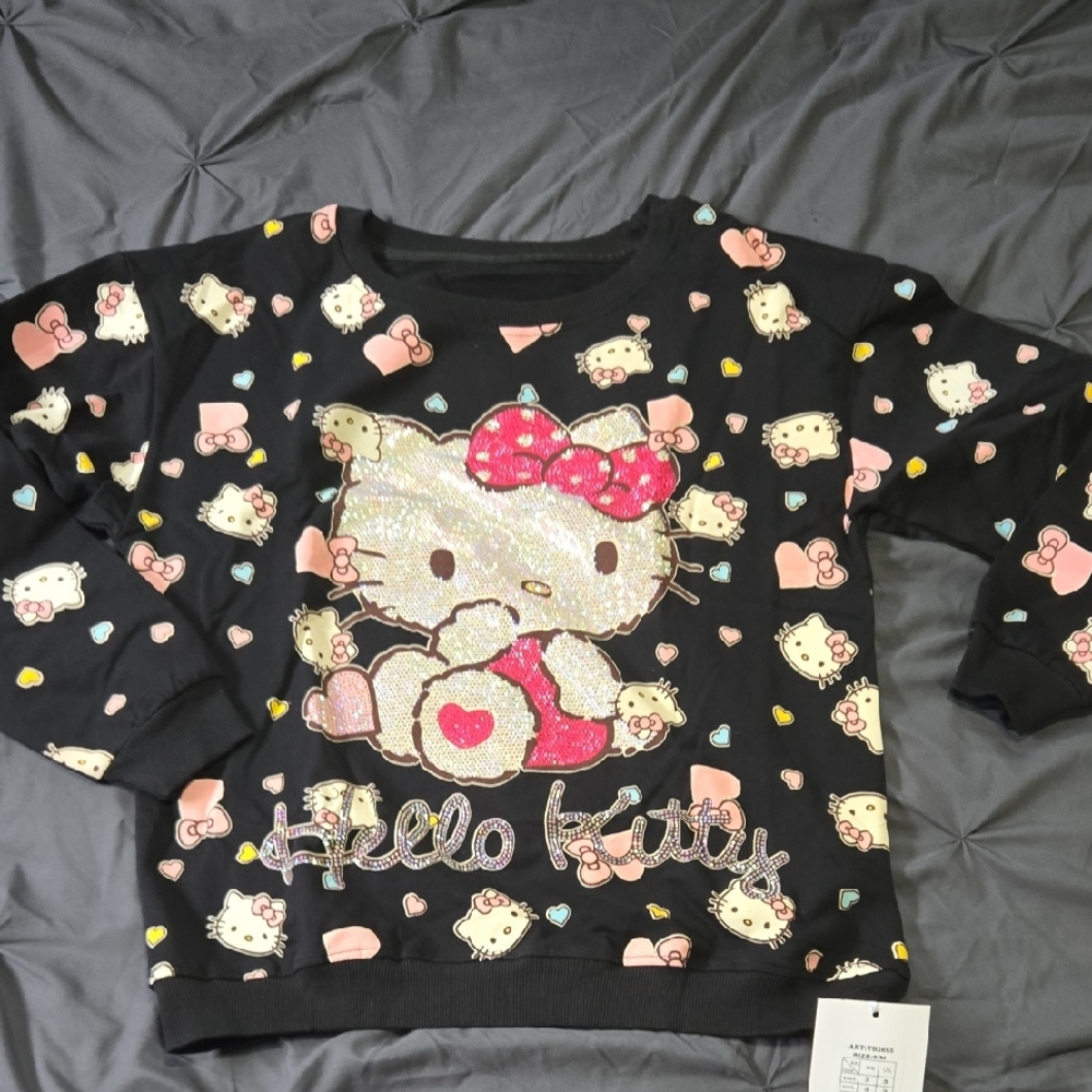Hello Kitty Black Sweatshirt with Pink and Yellow Accents